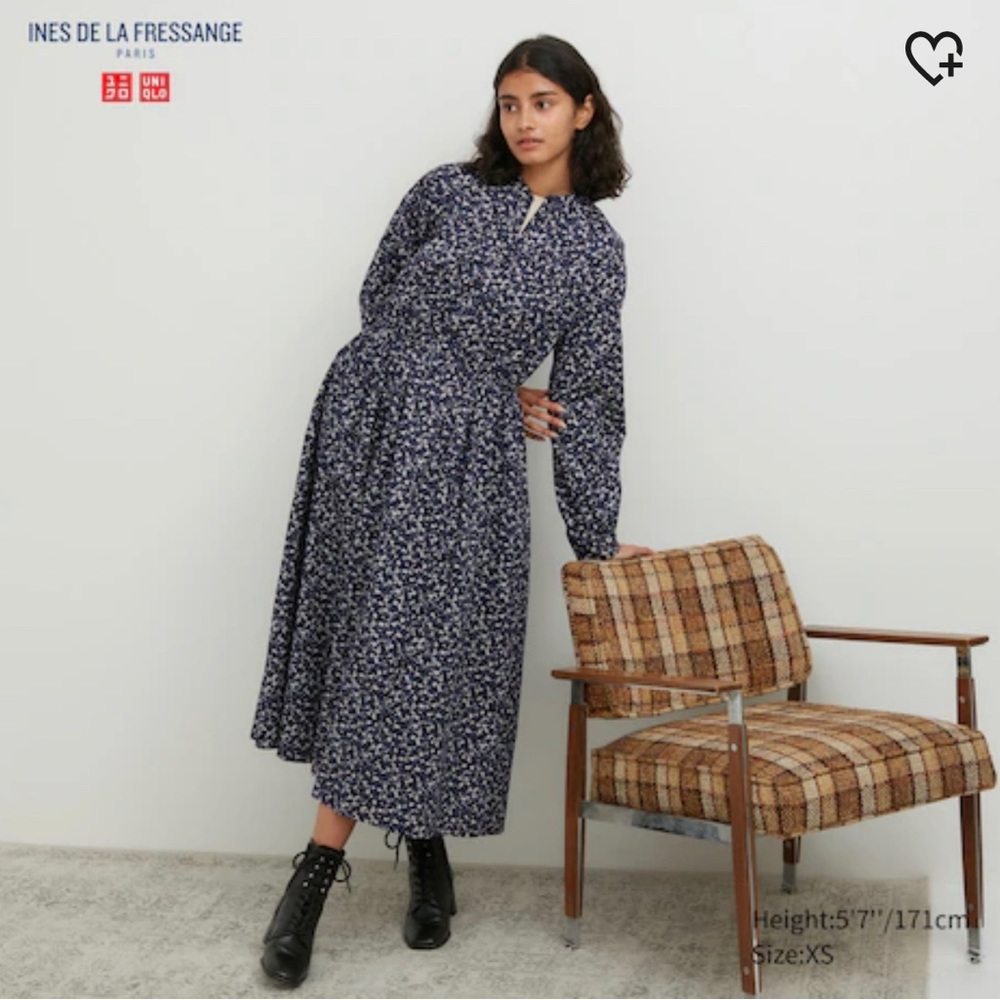 Ines de la Fressange cotton twill volume sleeve long dress